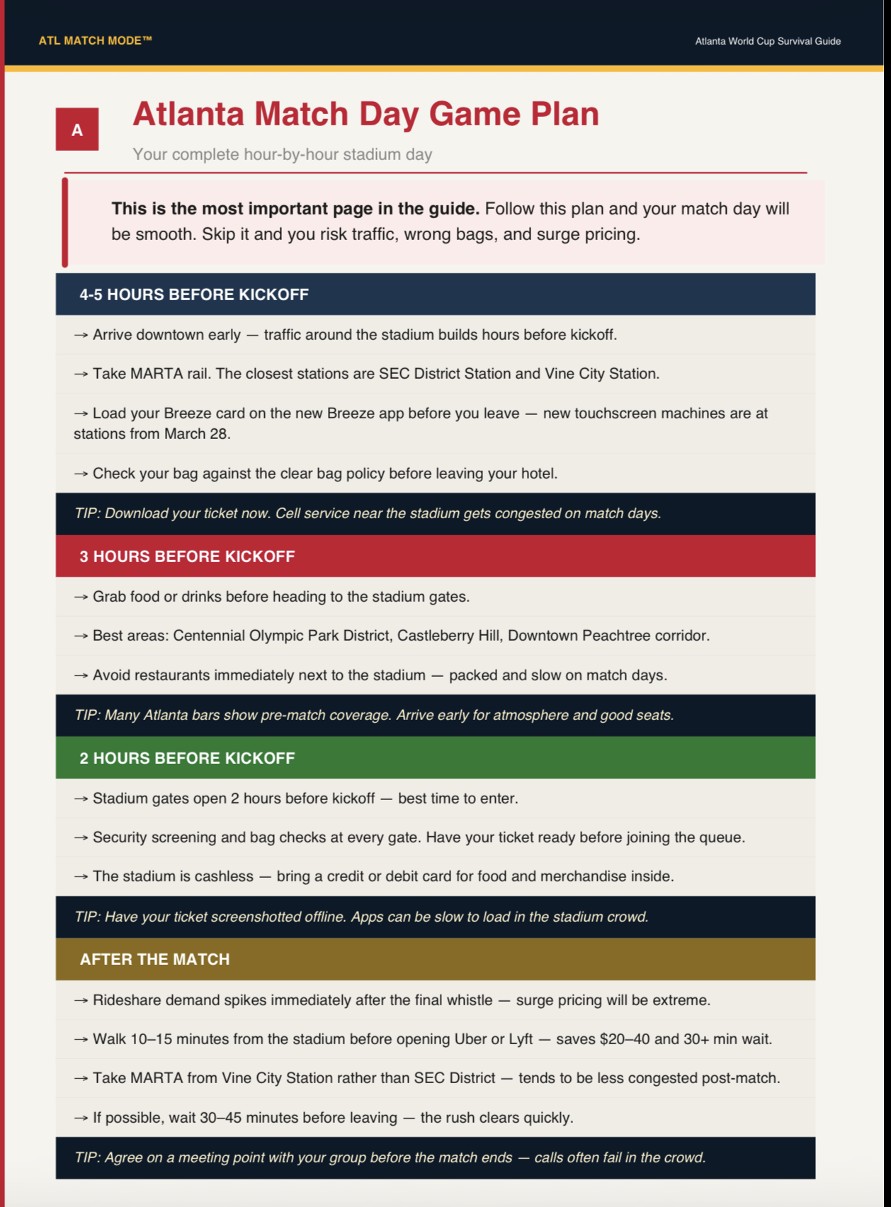 Match Day Game Plan